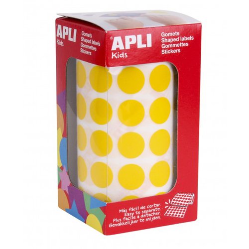 Apli Gomets Redondos 15mm Amarillo en Rollo de 2832 Unidades Apli Gomets Redondos 15mm Amarillo en Rollo de 2832 Unidades
