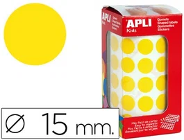 Apli Gomets Redondos 15 mm Rollo Amarillo 2832 Unidades