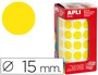 Apli Gomets Redondos 15 mm Rollo Amarillo 2832 Unidades