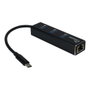 Inter-Tech ARGUS IT-410 USB-C HUB con RJ45 Gigabit y 3 Puertos USB 3.2 Gen 1, Negro