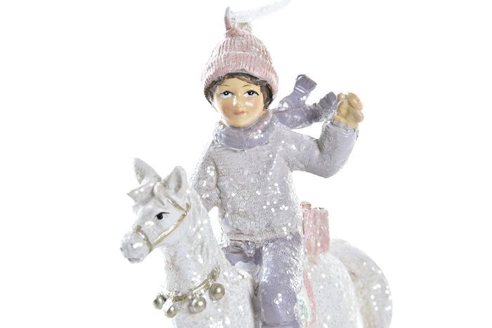DKD Home Decor Decoración Colgante Navidad Fantasía Rosa Gris 4.5 x 12 x 9 cm (6 Unidades)