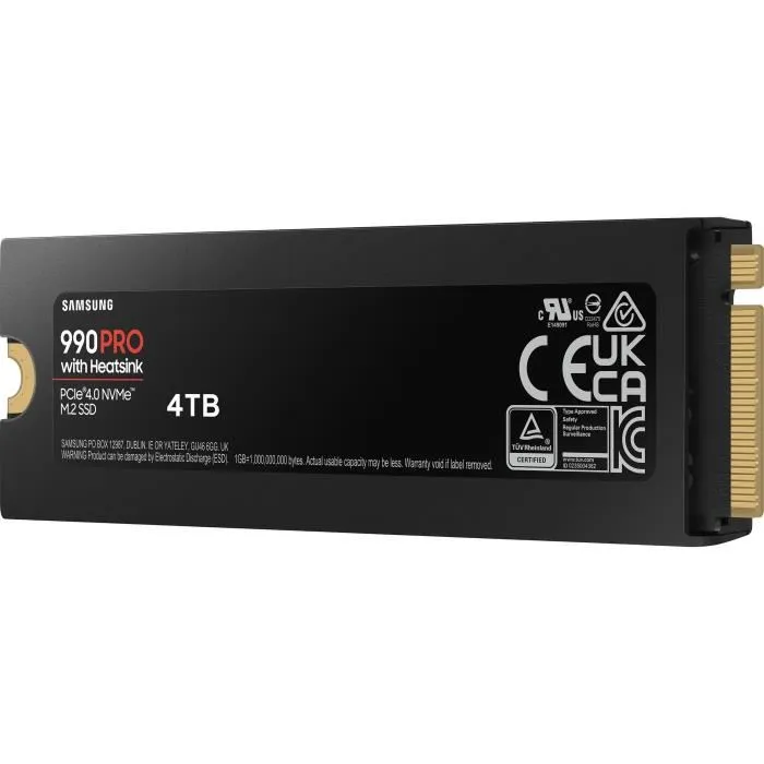 Samsung SSD Interno 990 PRO 4 TB con Disipador PCIe 4.0 NVMe 2.0 M2 2280 Hasta 7450 MB/s MZ-V9P4T0GW