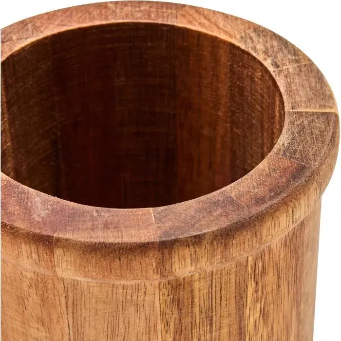 Livoo MES153 Juego de 4 Utensilios - Olla y Utensilios de Acacia FSC y Silicona - Olla 15 x 12 cm - 31 cm