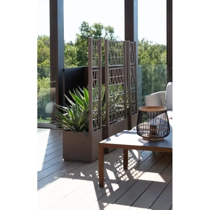 Stefanplast STE8003507688032 Jardinera Cuadrada con Enrejado Taupe 38 L