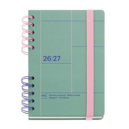 Agenda Escolar (2026-27) Miquelrius Back To Basics Wire-O Tapa Extra Con Goma Activa 8º 123X178 S/V Apais. Verde