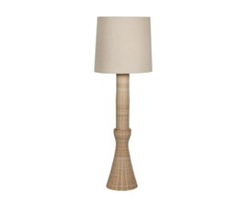 DKD Home Decor Lámpara de Pie de Ratán y Lino 46x46x161 cm