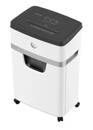 HP OneShred 12MC - Destructora de papel de microcorte, nivel P-5, 22 cm de ancho, 25L de capacidad, color blanco, 65 dB