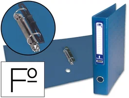 Liderpapel Carpeta de 2 anillas mixtas 40 mm Folio Cartón Forrado Paper Coat con Ollao y Tarjetero Azul