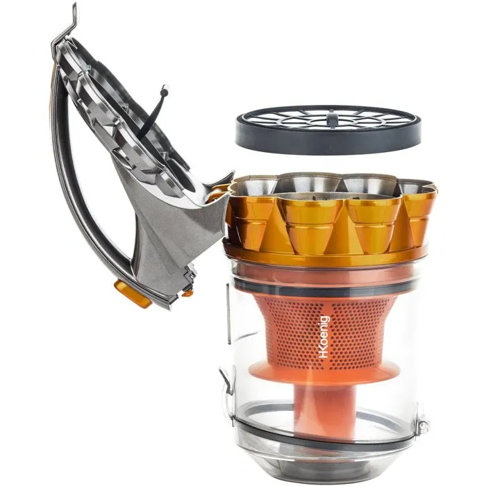 Hkoenig HKO3760124955040 Aspirador Multiciclónico Compacto Sin Bolsa, Tubo Telescópico de Aluminio, Clase A