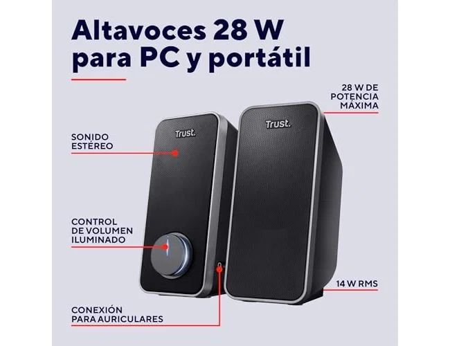 Trust Arys 2.0 Altavoces 2.0 con 14 W RMS Negro