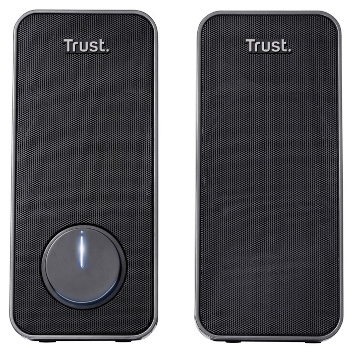 Trust Altavoces 2.0 Arys, 14W RMS, Control de Volumen, Conexión para Auriculares y Entrada de Línea, Alimentación USB, Color Negro