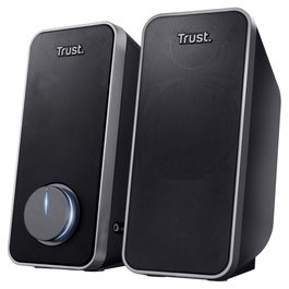 Trust Altavoces 2.0 Arys, 14W RMS, Control de Volumen, Conexión para Auriculares y Entrada de Línea, Alimentación USB, Color Negro