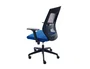 Rocada Silla de Oficina Tapizada en Tela Ignifuga Azul con Respaldo en Polímero Negro