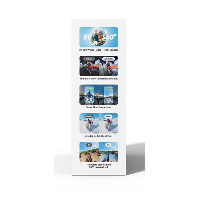 Insta360 INX5ESB2 Cámara Deportiva 360° X5 Essential Kit, Vídeo 8K, Ángulo de Visión 360°, Negra