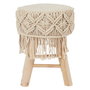 Home Deco Factory Taburete Boho Colección Natural Madera y Tejido Diámetro 32 cm Altura 42 cm