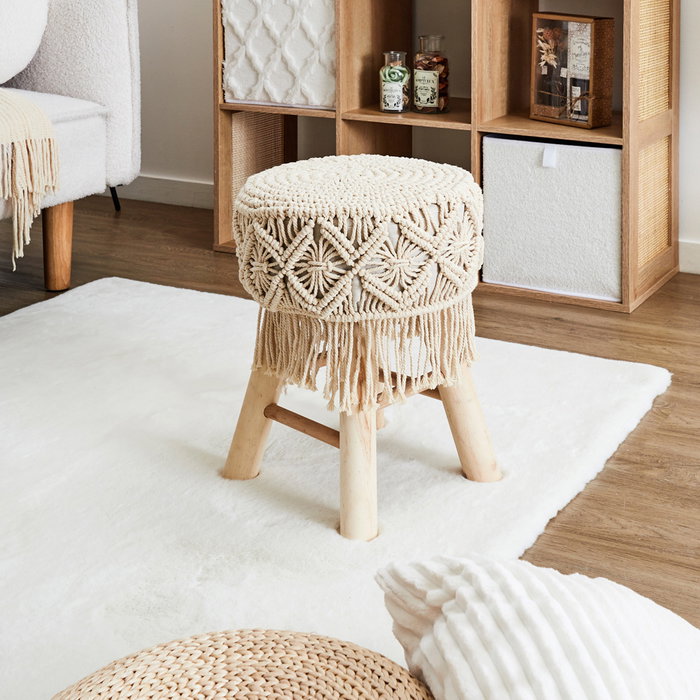 Home Deco Factory Taburete Boho Colección Natural Madera y Tejido Diámetro 32 cm Altura 42 cm Home Deco Factory Taburete Boho Colección Natural Madera y Tejido Diámetro 32 cm Altura 42 cm