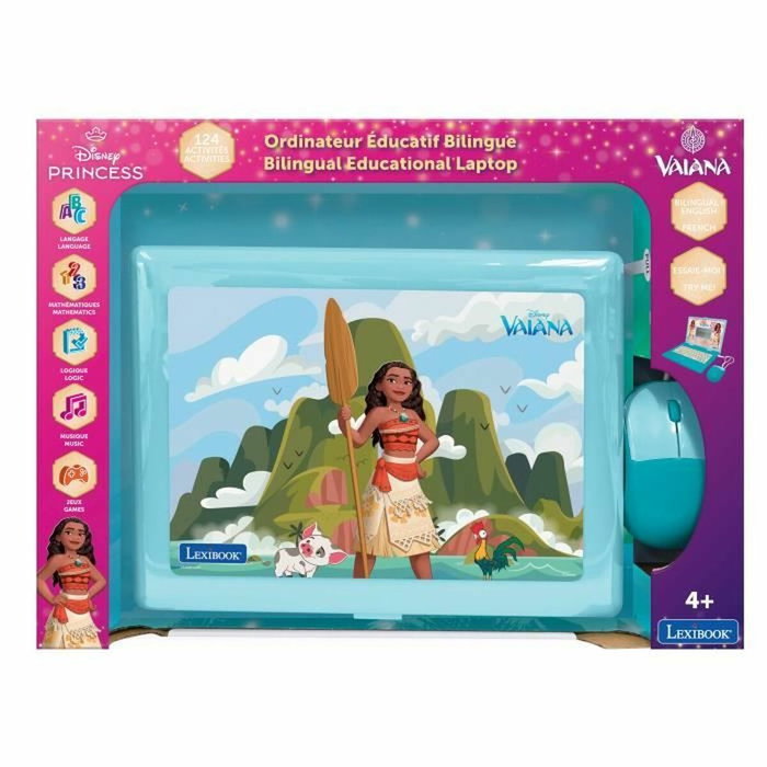 Lexibook Ordenador educativo bilingüe Vaiana con 124 actividades (EN/FR)