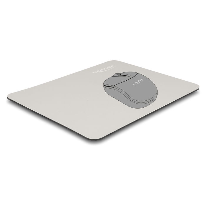 DeLOCK Alfombrilla de Ratón Greige 220 x 180 mm con Revestimiento de Cristal, Base Antiderrapante de Goma, Color Gris, Modelo DeLOCK Mauspad