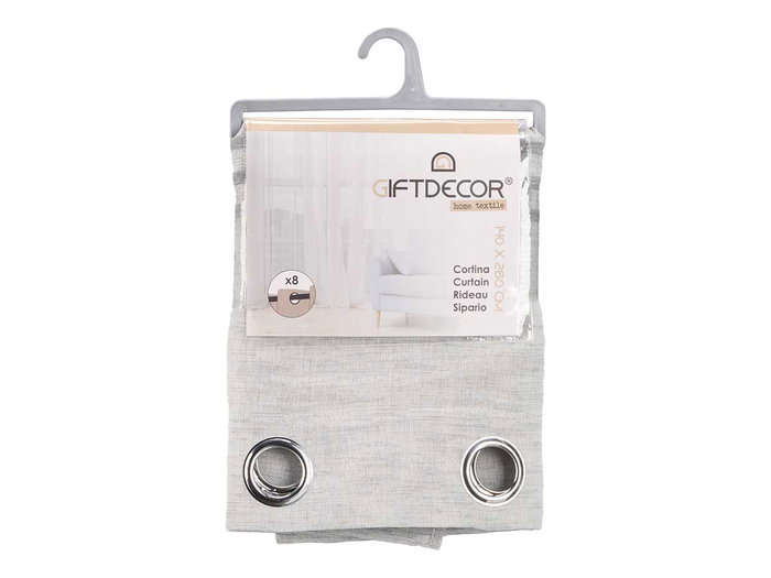 Cortina Rayas Plegadas Gris Claro Giftdecor 140 x 260 cm (Set de 6)