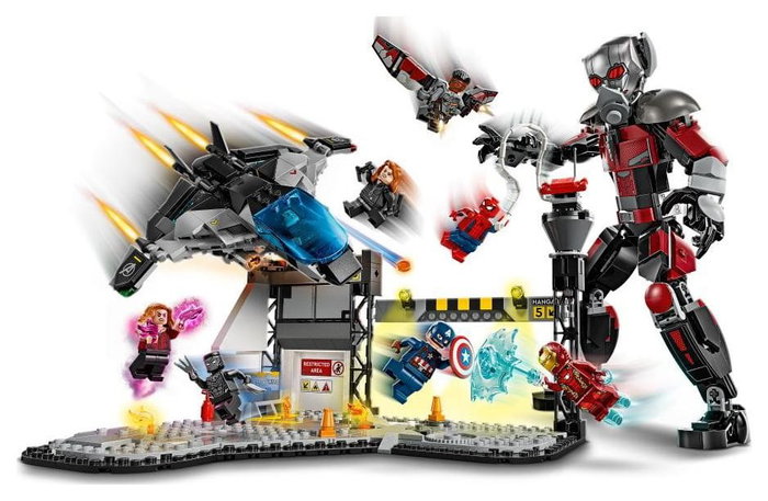 LEGO Marvel 76314 La Batalla del Capitán América: Civil War - Juguete para niño de 10 años
