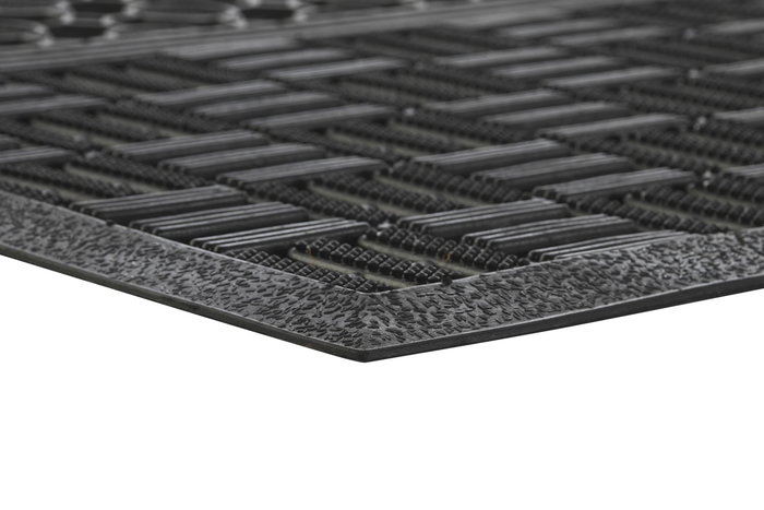 DKD Home Decor Felpudo Terraza Y Jardin Negro Goma Coco 45 x 1 x 75 cm (6 Unidades)