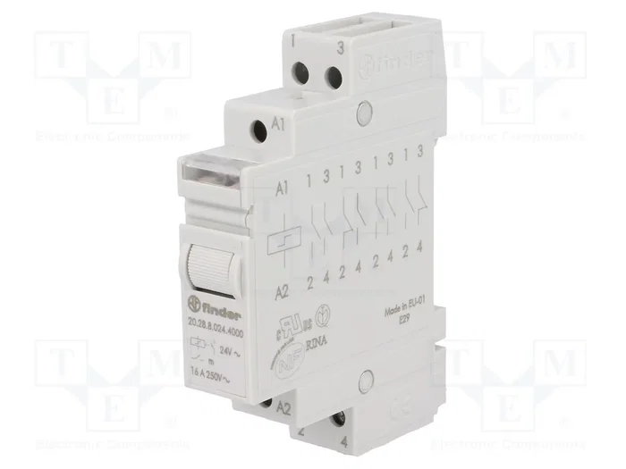 FINDER 20.28 Relé de instalación biestable 24V AC 16A NA x2 FINDER 20.28 Relé de instalación biestable 24V AC 16A NA x2