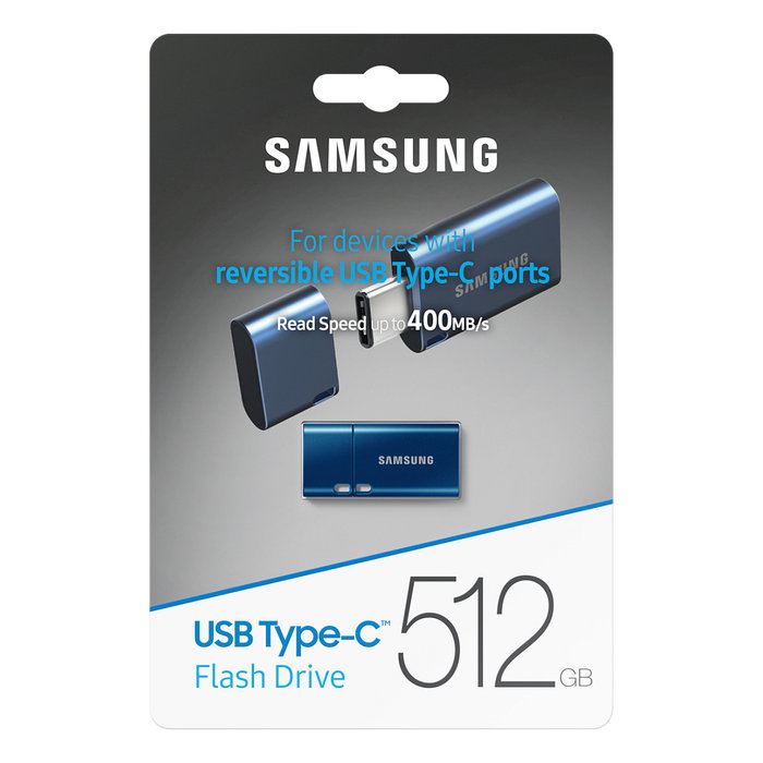 Samsung Bar Plus 512 GB USB-C 3.2 Gen 1 Azul - MUF-512DA/APC - Pendrive, Unidad Flash USB de 400 MB/s para PC, Portátil, Smartphone, Tablet