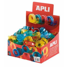 Cinta Adhesiva Apli Transparente Rollo 10X15 Con Mini Portarrollos Color (Set de 60)