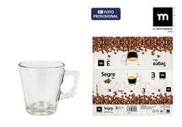 La Mediterranea Set de 3 Tazas de Espresso Segre de 85 cc (Pack de 24 cajas) de 23,8 x 6 x 7,2 cm