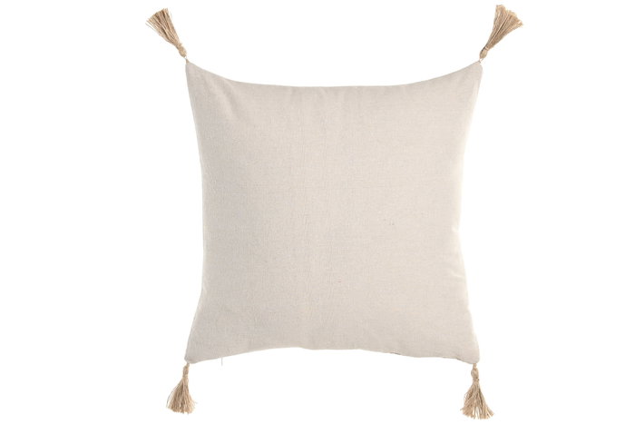 DKD Home Decor Cojín Algodón y Yute con Borlas Natural DKD Home Decor Cojín Algodón y Yute con Borlas Natural