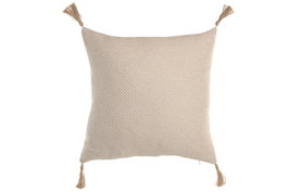 DKD Home Decor Cojín Algodón y Yute con Borlas Natural