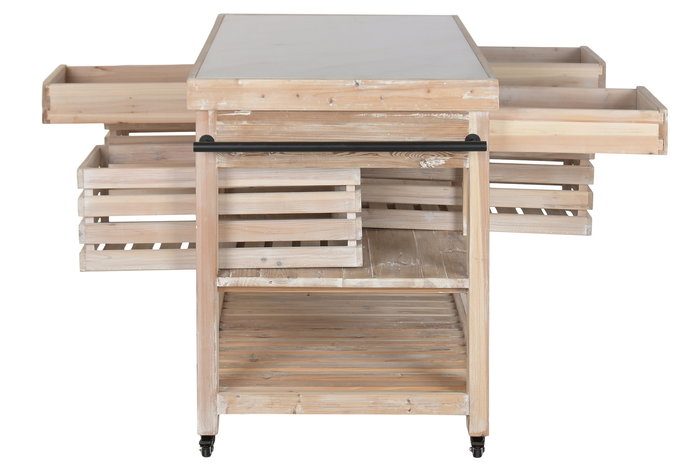 DKD Home Decor Isla de Cocina Cottage Blanco Negro 96 x 142 x 75 cm Abeto Piedra Sinterizada