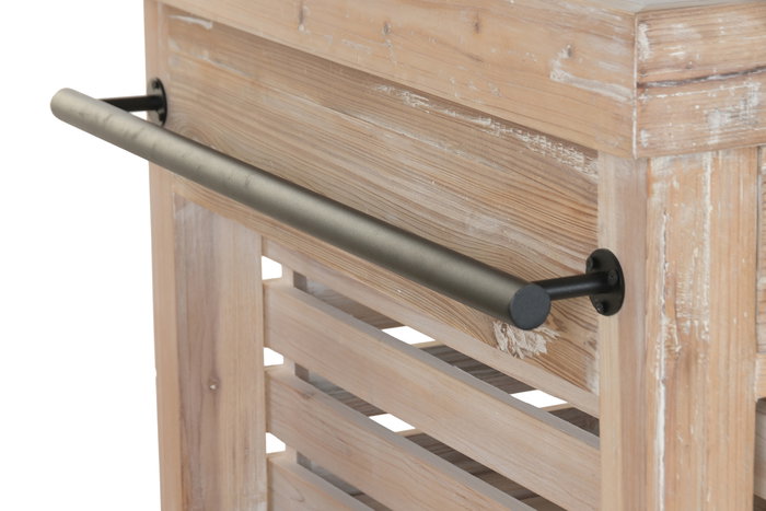 DKD Home Decor Isla de Cocina Cottage Blanco Negro 96 x 142 x 75 cm Abeto Piedra Sinterizada