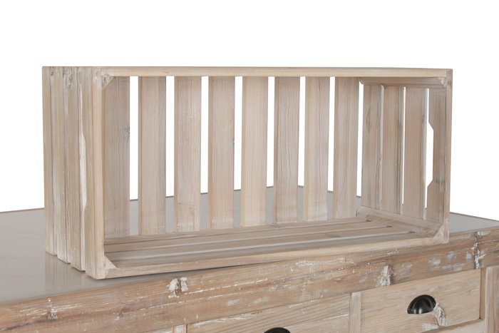 DKD Home Decor Isla de Cocina Cottage Blanco Negro 96 x 142 x 75 cm Abeto Piedra Sinterizada