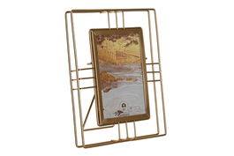 DKD Home Decor Marco de Fotos 10x15 Dorado Metal y Cristal 2.5 x 22.5 x 17.5 cm