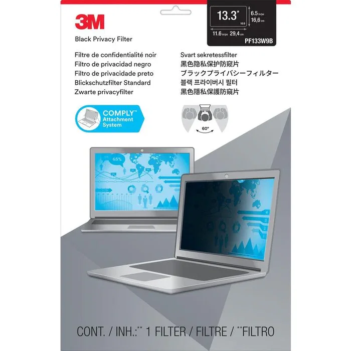 3M Filtro de Privacidad para Portátil / Monitor 13.3 Pulgadas (33.8 cm) - Negro
