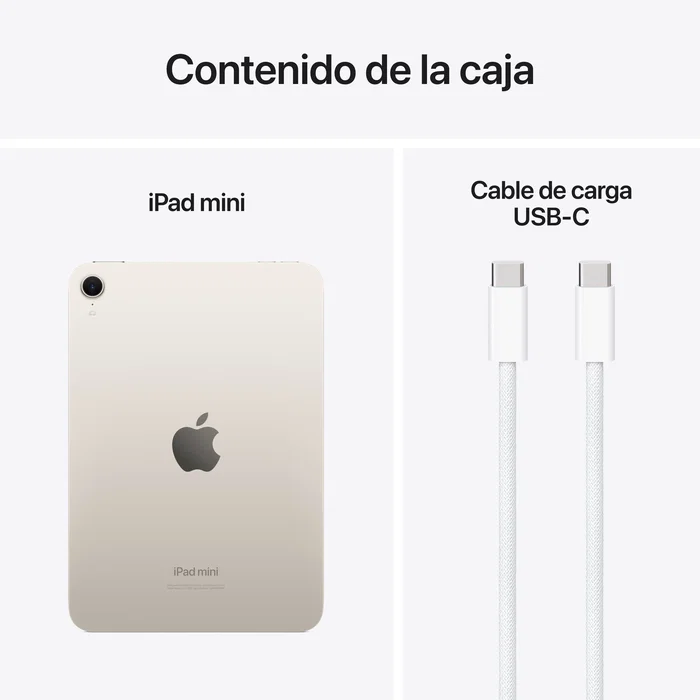 Apple iPad mini (7ª generación) 2024 256 GB Wi-Fi 6E 8.3" Liquid Retina Chip A17 Pro iPadOS 18 - Color Blanco Starlight