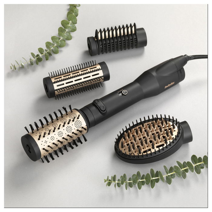 BaByliss AS970E Cepillo Secador de Aire Caliente para el Cabello, Cepillo Alisador Termico con Tecnología Iónico y Cerámica, para Rizado, Ondulado y Alisado, Negro y Rojo