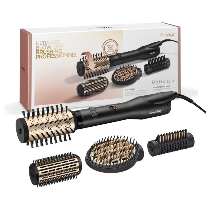 BaByliss AS970E Cepillo Secador de Aire Caliente para el Cabello, Cepillo Alisador Termico con Tecnología Iónico y Cerámica, para Rizado, Ondulado y Alisado, Negro y Rojo