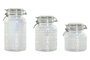 DKD Home Decor Set de 3 Botes de Cristal y Metal