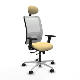 PIQUERAS Y CRESPO Silla de oficina Zulema con mecanismo Sincro/Traslack, Similpiel Crema y Malla Blanco
