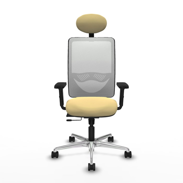 PIQUERAS Y CRESPO Silla de oficina Zulema con mecanismo Sincro/Traslack, Similpiel Crema y Malla Blanco PIQUERAS Y CRESPO Silla de oficina Zulema con mecanismo Sincro/Traslack, Similpiel Crema y Malla Blanco