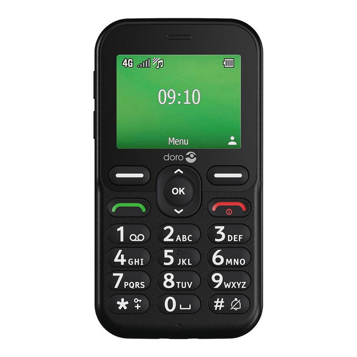 Doro E10 LTE Teléfono para personas mayores Negro con SIM única, 6,1 cm (2.4"), 4G, 1150 mAh
