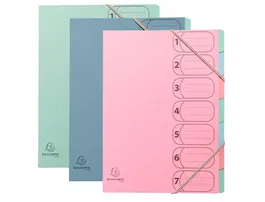 Exacompta Carpeta Clasificadora Autentik 7 Departamentos A4+ Cartón Reciclado Colores Surtidos Certificado Angel Azul