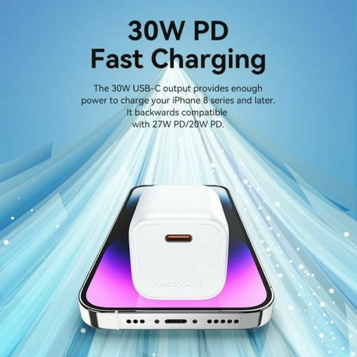 Vention Cargador de Pared FAKP0-EU 1xUSB Tipo-C 30W Vention Cargador de Pared FAKP0-EU 1xUSB Tipo-C 30W