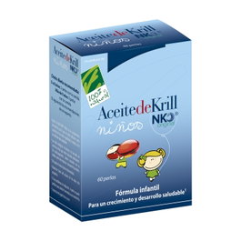 Aceite de Krill NKO Niños 60 Cápsulas - Fórmula con Omega-3, Colina y Vitamina D3 para el Crecimiento Infantil