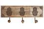 DKD Home Decor Hamsa 24 Perchero de Pared Estilo Indio Mango y Metal Natural Negro 38 x 16 x 5 cm (2 Unidades)
