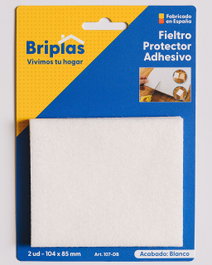 BRIPLAS Pack de 2 Protectores de Fieltro Adhesivo Rectangulares 104x85 mm Blanco