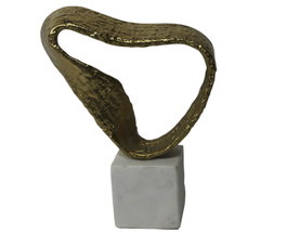 DKD Home Decor Escultura Abstracta de Aluminio y Mármol, Dorado y Blanco