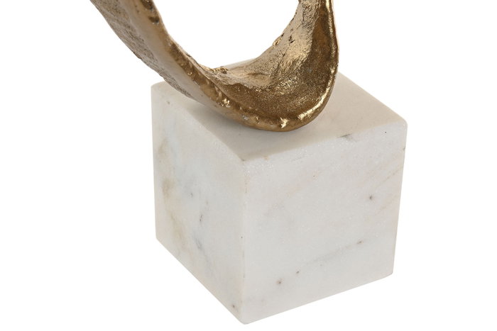 DKD Home Decor Escultura Abstracta de Aluminio y Mármol, Dorado y Blanco